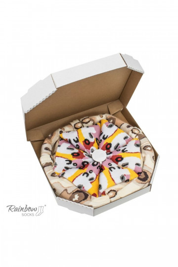 Meias coloridas em caixa Pizza 4 pares