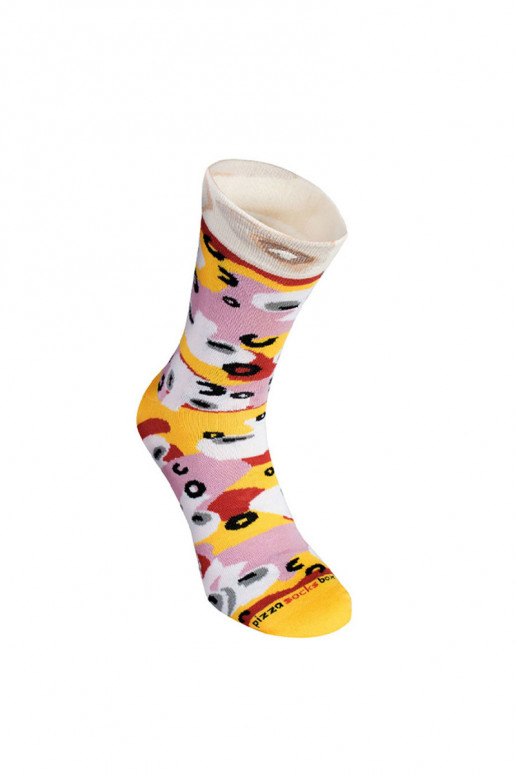 Meias coloridas em caixa Pizza 4 pares