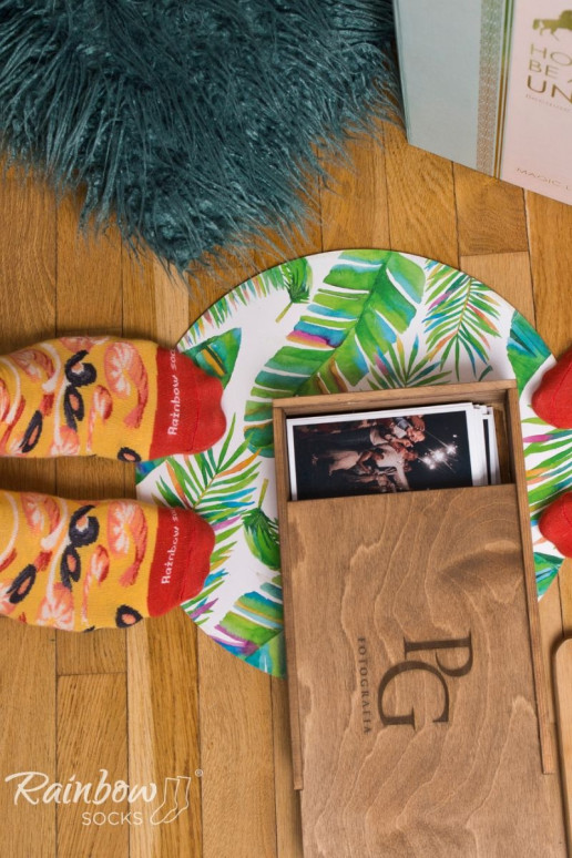 Meias coloridas em caixa Pizza 4 pares