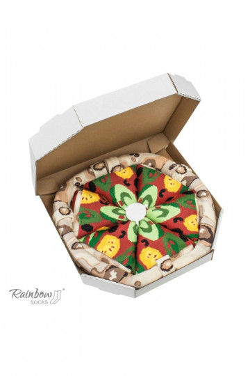 Meias coloridas em caixa Pizza 4 pares