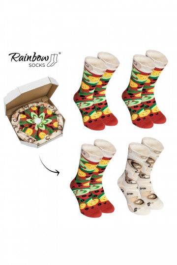 Meias coloridas em caixa Pizza 4 pares 2