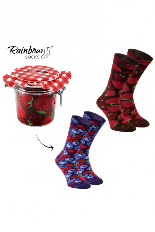 2 pares de meias coloridas em uma caixa