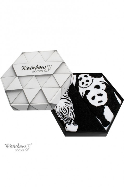 Meias coloridas em caixa preta e branca 2 pares