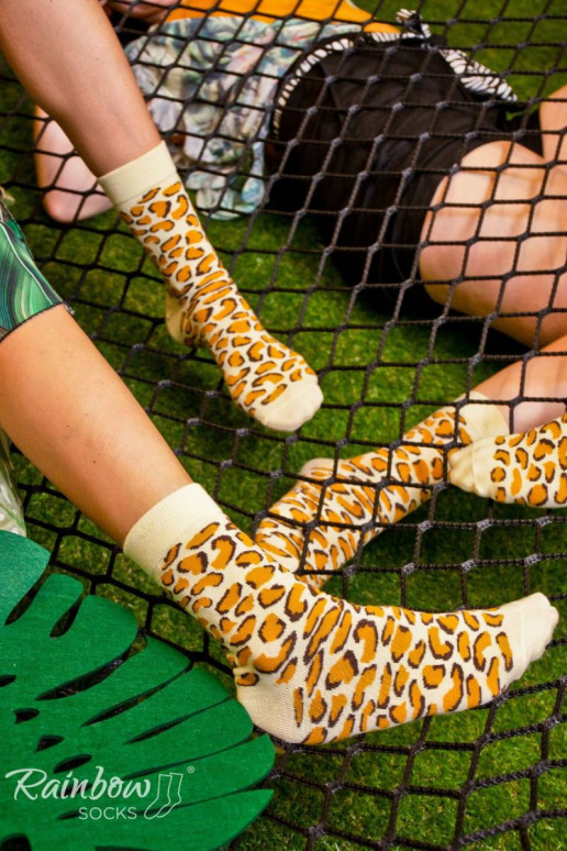 Meias coloridas em caixa com motivos de animais selvagens, 3 pares