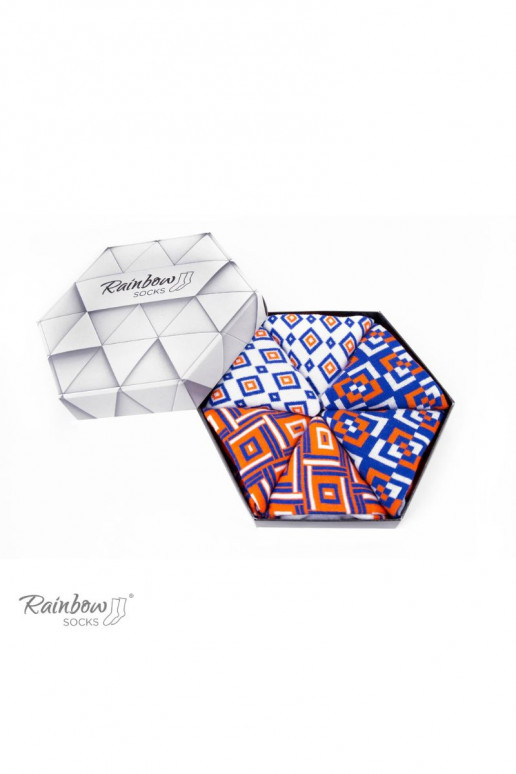 Meias coloridas com motivos geométricos 3 pares