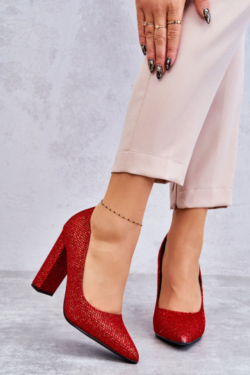 com brilho Sapatos com salto vermelho Elmira