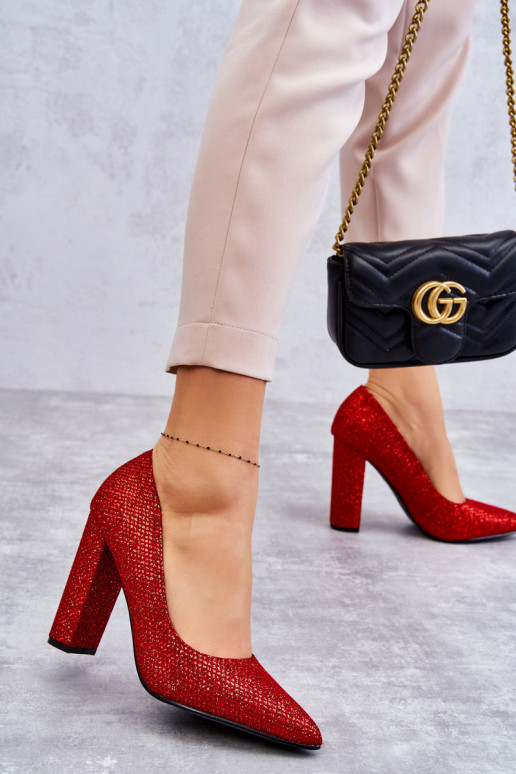 com brilho Sapatos com salto vermelho Elmira com brilho Sapatos com salto vermelho Elmira