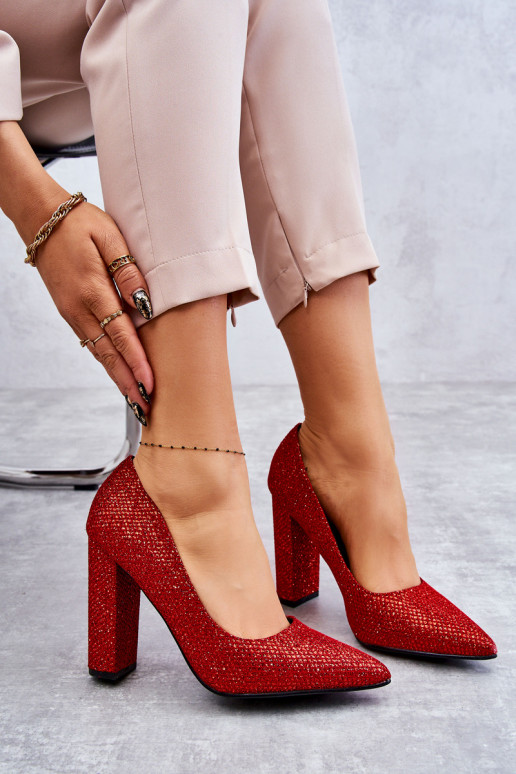 com brilho Sapatos com salto vermelho Elmira