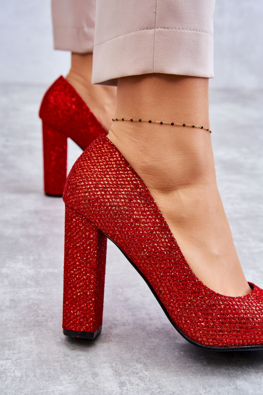 com brilho Sapatos com salto vermelho Elmira