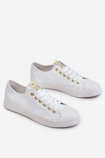 Sapatos de lazer modelo clássico cor branco-ouro Ecoma