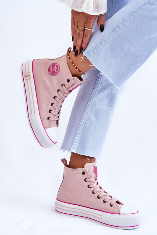 sapatos casuais com plataforma Big Star LL274186 rosa sapatos casuais com plataforma Big Star LL274186 rosa