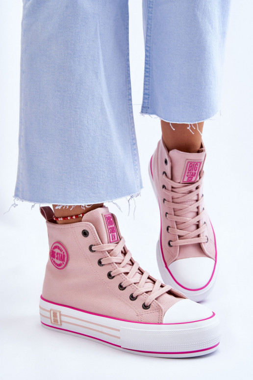 sapatos casuais com plataforma Big Star LL274186 rosa sapatos casuais com plataforma Big Star LL274186 rosa
