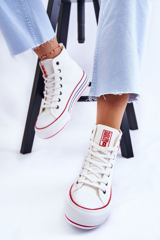 sapatos casuais com plataforma Big Star LL274185 cor branca sapatos casuais com plataforma Big Star LL274185 cor branca