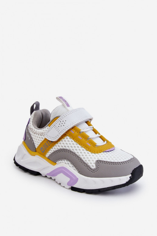 Tênis infantil com fechos adesivos Big Star JJ374257 Branco-amarelo Tênis infantil com fechos adesivos Big Star JJ374257 Branco-amarelo