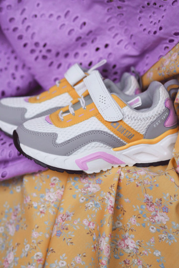 Tênis infantil com fechos adesivos Big Star JJ374257 Branco-amarelo 2