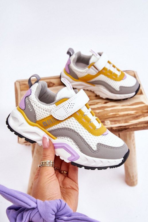 Tênis infantil com fechos adesivos Big Star JJ374257 Branco-amarelo Tênis infantil com fechos adesivos Big Star JJ374257 Branco-amarelo