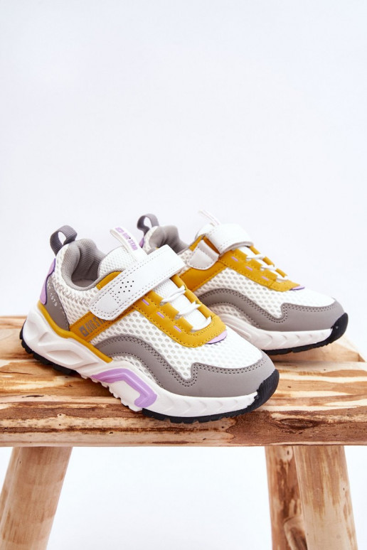 Tênis infantil com fechos adesivos Big Star JJ374257 Branco-amarelo Tênis infantil com fechos adesivos Big Star JJ374257 Branco-amarelo