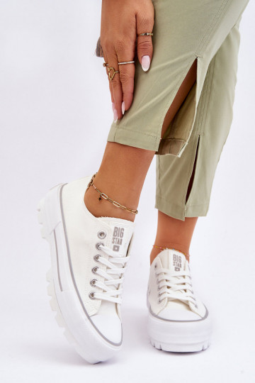 sapatos casuais com plataforma Big Star LL274150 cor branca 2