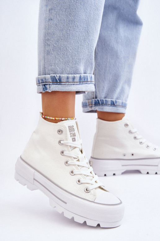 sapatos casuais com plataforma Big Star LL274156 cor branca