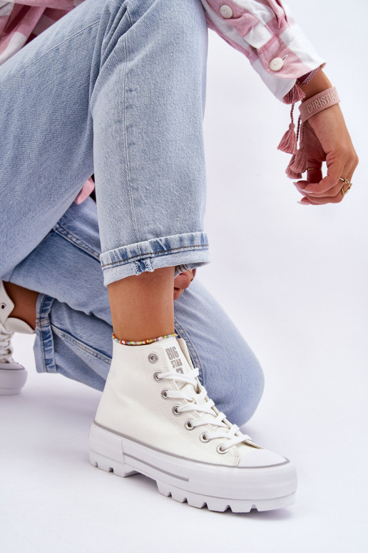 sapatos casuais com plataforma Big Star LL274156 cor branca