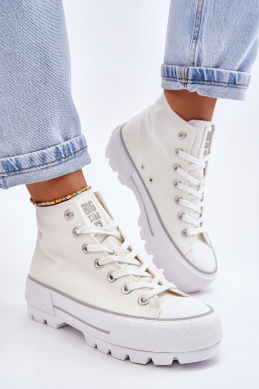 sapatos casuais com plataforma Big Star LL274156 cor branca
