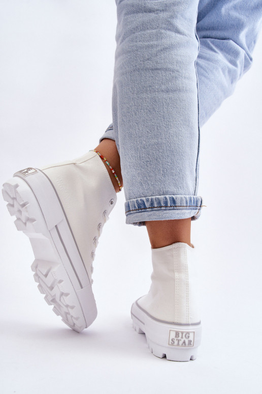 sapatos casuais com plataforma Big Star LL274156 cor branca sapatos casuais com plataforma Big Star LL274156 cor branca