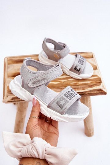 Sandálias infantis com fechos adesivos Big Star LL374194 cor prata 2