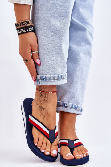 Chinelos com plataforma Big Star LL274779 azul escuro 2