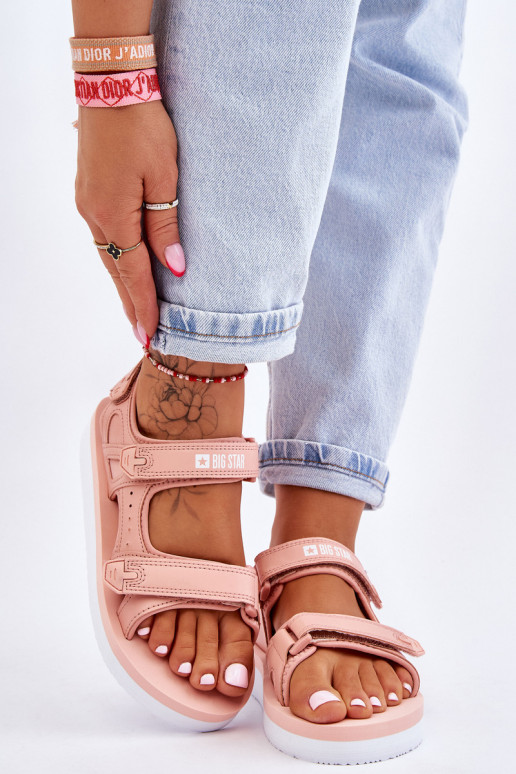Sandálias estilo esporte com plataforma Big Star LL274788 cor rosa