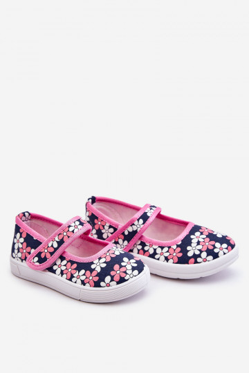 Bailarinas infantis com motivos florais na cor azul e rosa Noah