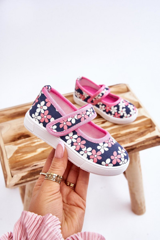 Bailarinas infantis com motivos florais na cor azul e rosa Noah