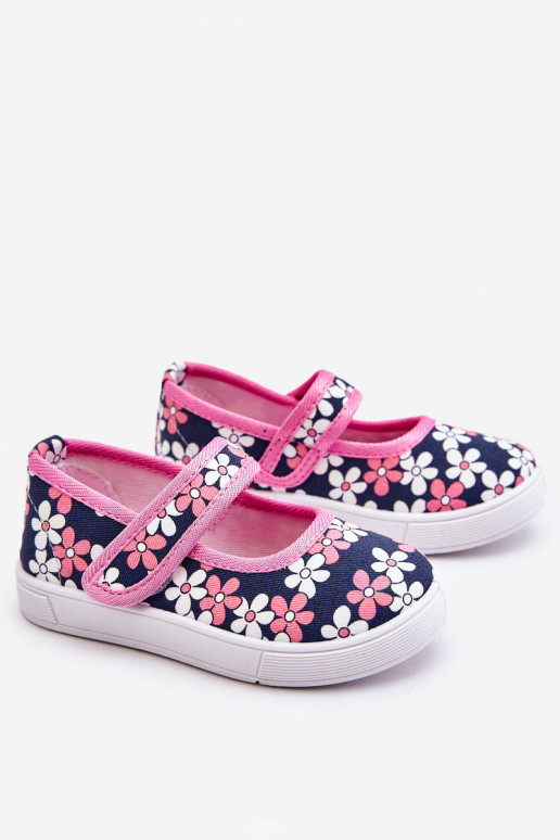 Bailarinas infantis com motivos florais na cor azul e rosa Noah