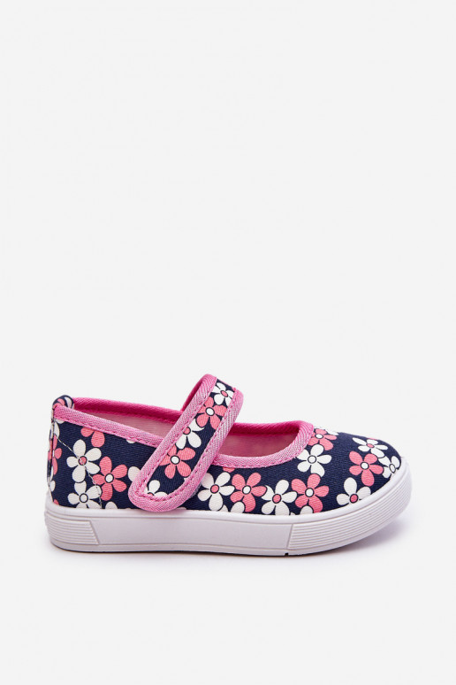 Bailarinas infantis com motivos florais na cor azul e rosa Noah