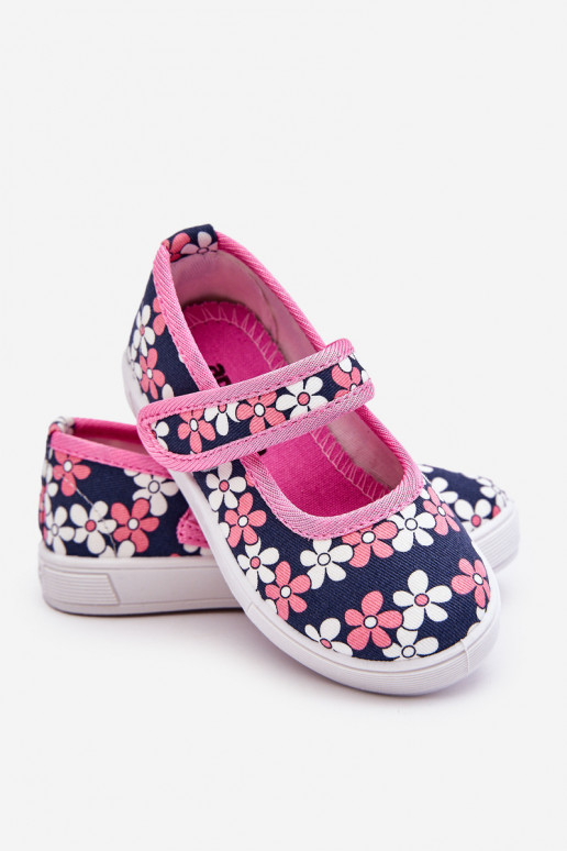 Bailarinas infantis com motivos florais na cor azul e rosa Noah