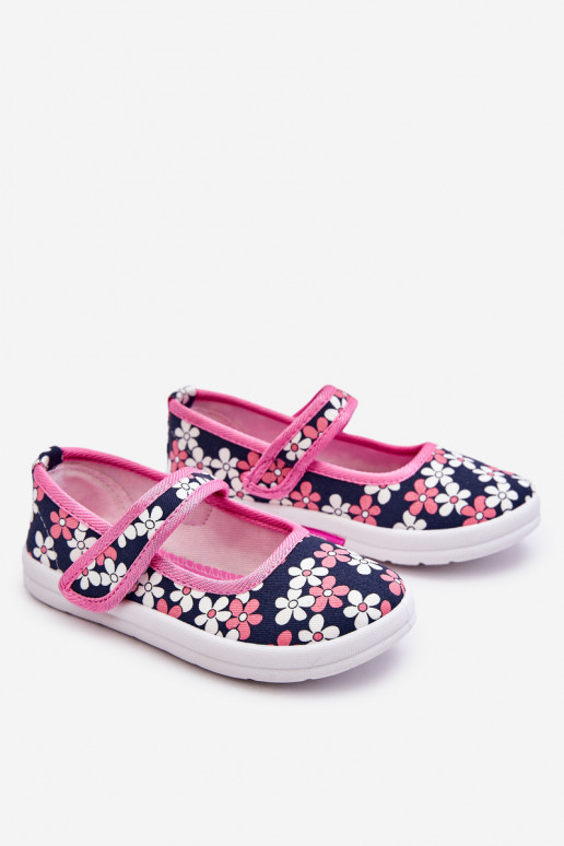 Bailarinas infantis com motivos florais na cor azul e rosa Noah