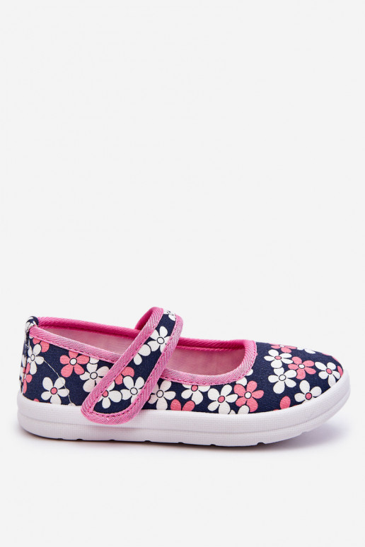 Bailarinas infantis com motivos florais na cor azul e rosa Noah