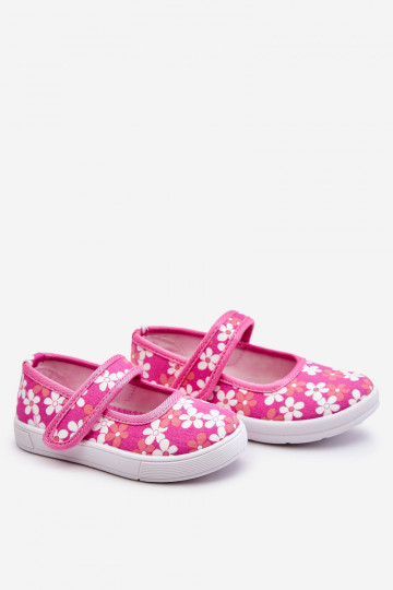 Sapatilhas infantis com motivos florais na cor rosa Noah