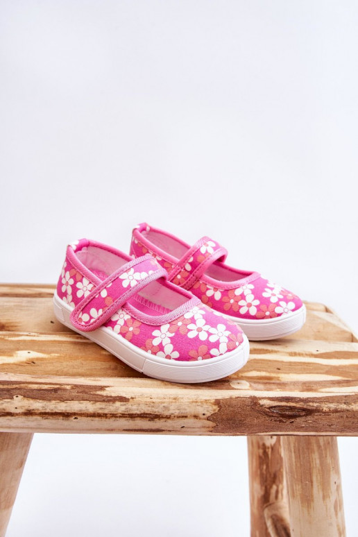 Sapatilhas infantis com motivos florais na cor rosa Noah
