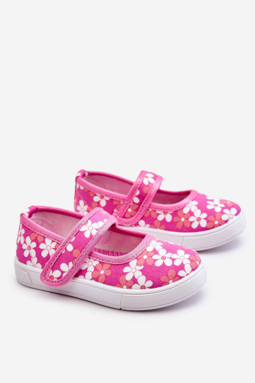 Sapatilhas infantis com motivos florais na cor rosa Noah