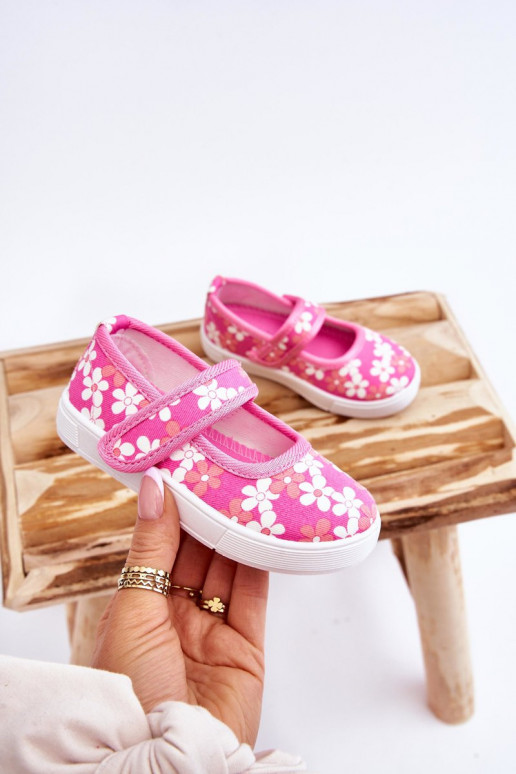 Sapatilhas infantis com motivos florais na cor rosa Noah