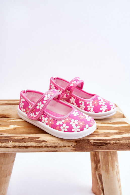 Sapatilhas infantis com motivos florais na cor rosa Noah