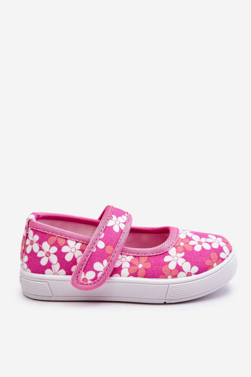 Sapatilhas infantis com motivos florais na cor rosa Noah