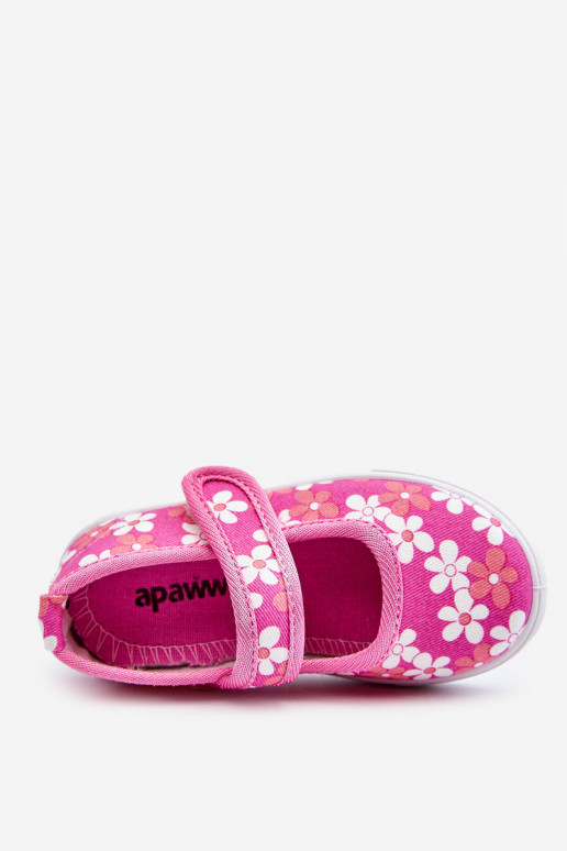 Sapatilhas infantis com motivos florais na cor rosa Noah