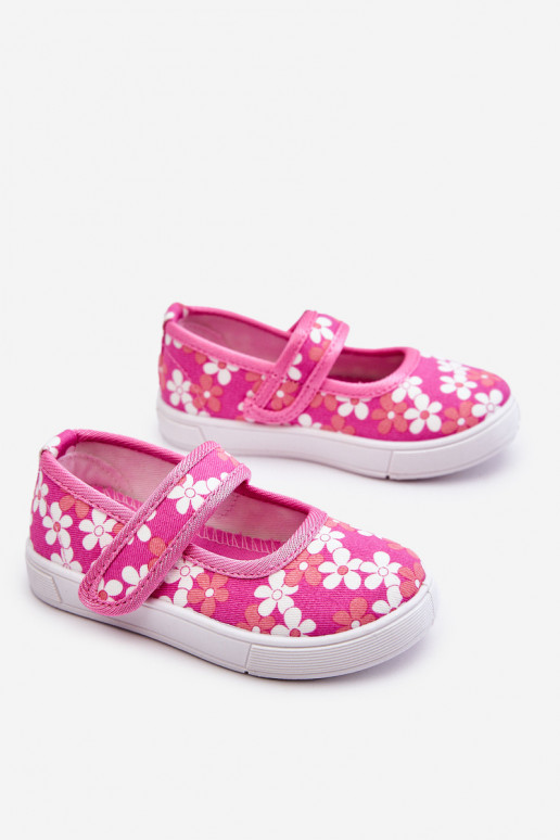 Sapatilhas infantis com motivos florais na cor rosa Noah