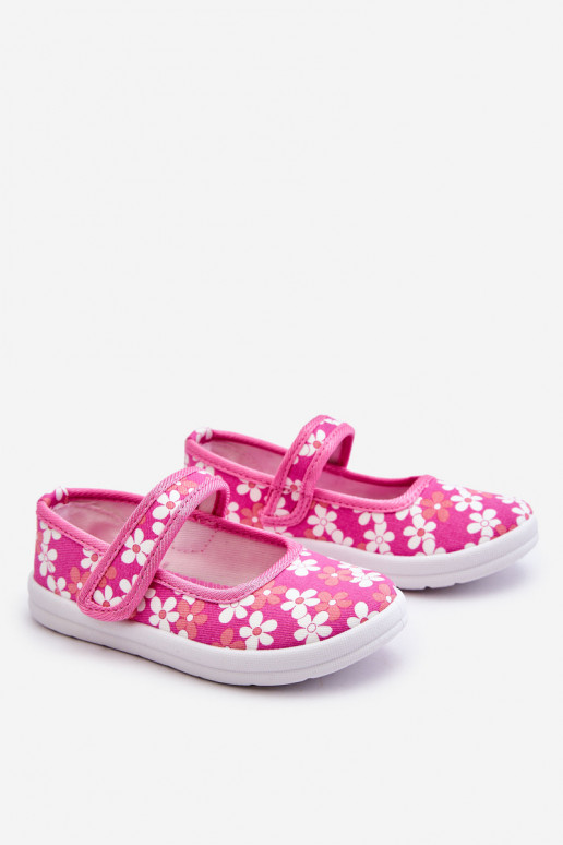 Sapatilhas infantis com motivos florais na cor rosa Noah