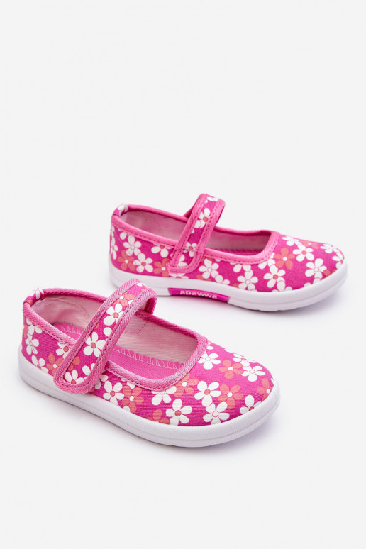 Sapatilhas infantis com motivos florais na cor rosa Noah
