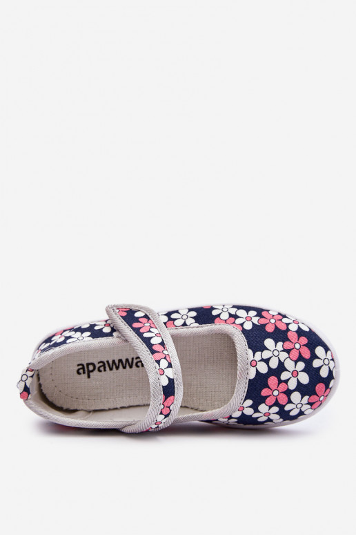 Sapatilhas infantis com motivos florais na cor azul acinzentado Noah