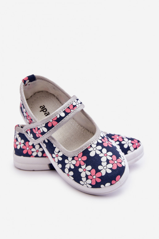 Sapatilhas infantis com motivos florais na cor azul acinzentado Noah