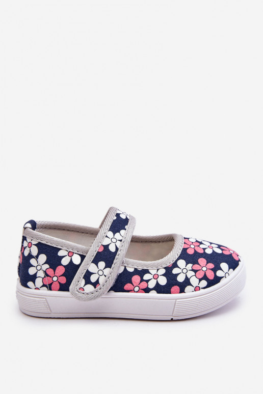 Sapatilhas infantis com motivos florais na cor azul acinzentado Noah