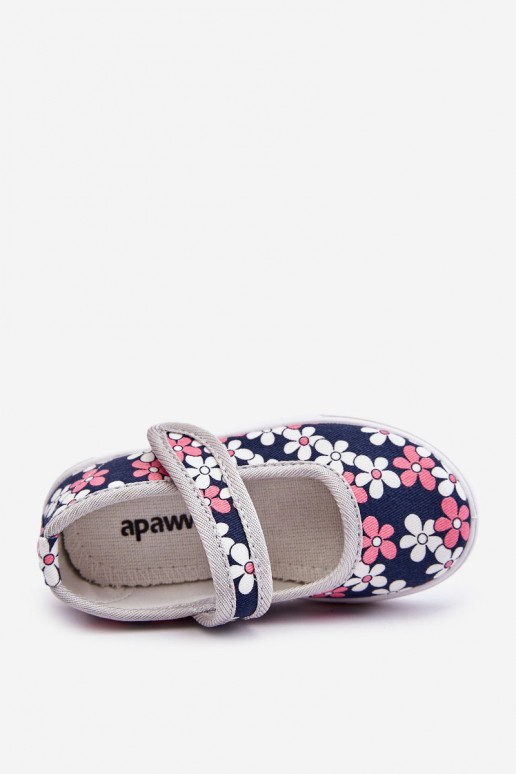 Sapatilhas infantis com motivos florais na cor azul acinzentado Noah
